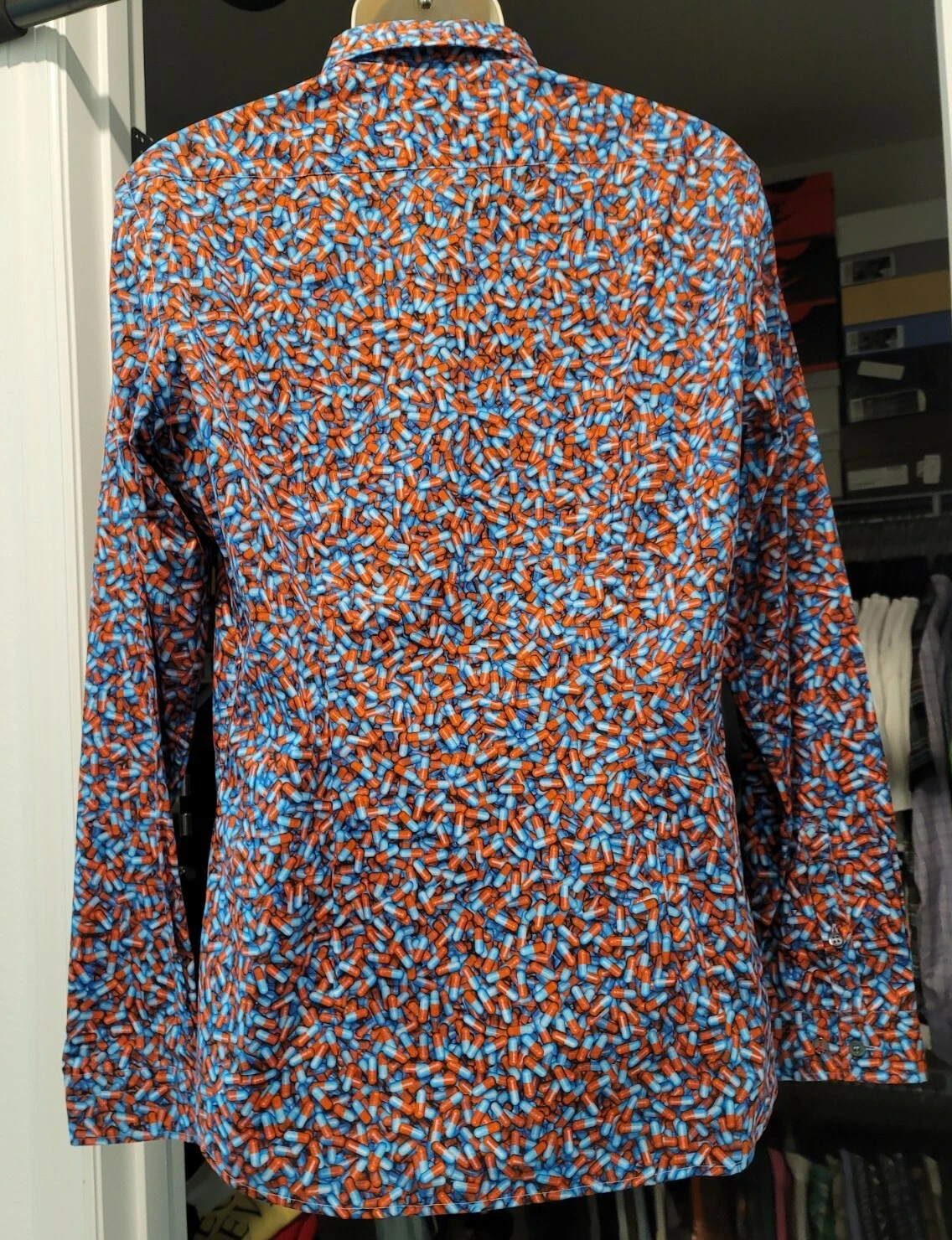 MOSCHINO Camicia da uomo ""Pills"" slim fit abbottonata taglia 43 IT 17 RARA