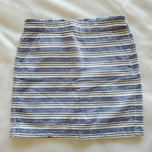 Tommy Hilfiger Size 0 Mini Skirt Blue White Chambray Stripe Pockets Festival