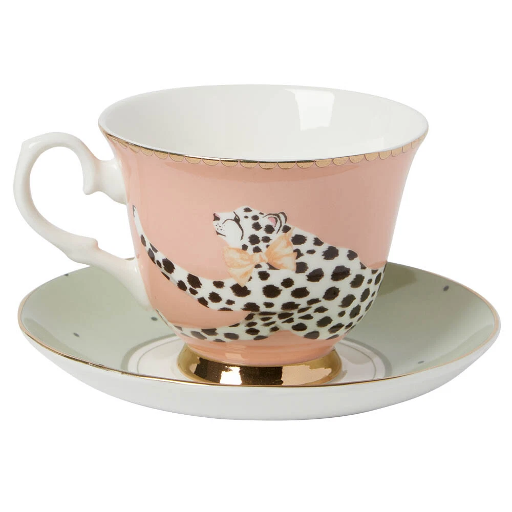 NEW Yvonne Ellen Tea Time S/Cheetah Teacup & Saucer Set 2pce | eBay