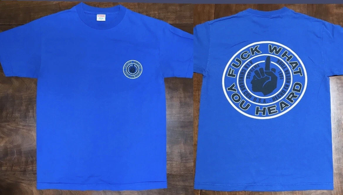 T shirt Supreme Medium F*** What You Heard A La Chingada Deadstock bleu
