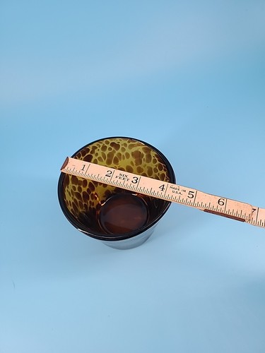Hand Blown Art Glass Candle Holder Tortoise Speckled Amber Glass Votive - Picture 6 of 6