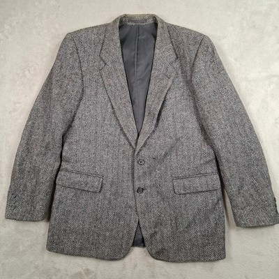 Kilmaire Blazer Mens 40R Grey Herringbone Wool Tweed Smart Classic Jacket