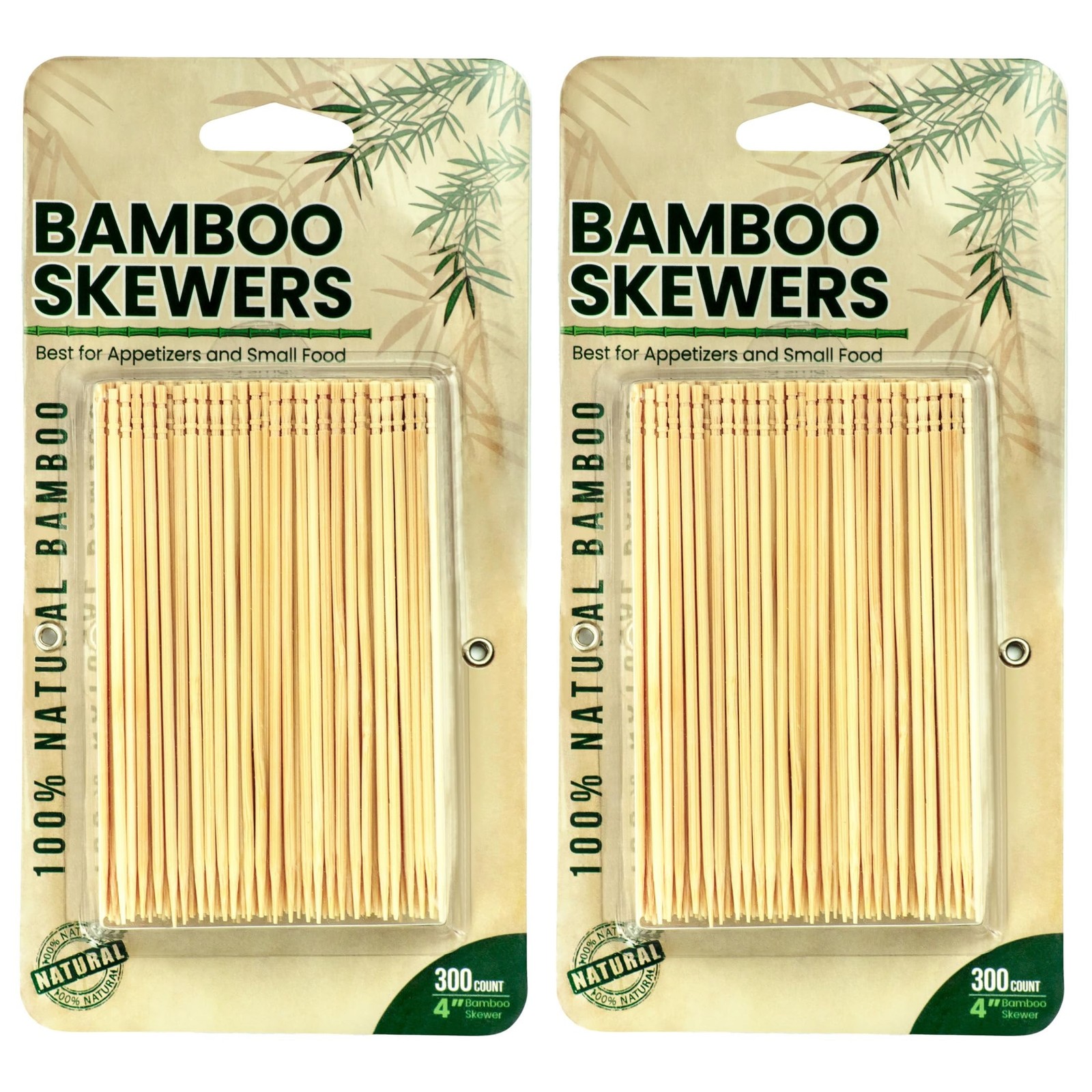 DecorRack 4” Natural Bamboo Skewers, Mini Cocktail Wood Picks, Appetizer S