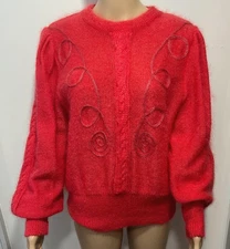 Vintage Pullover Sweater BODE Long Soft Mohair coral Size 38 Camelot