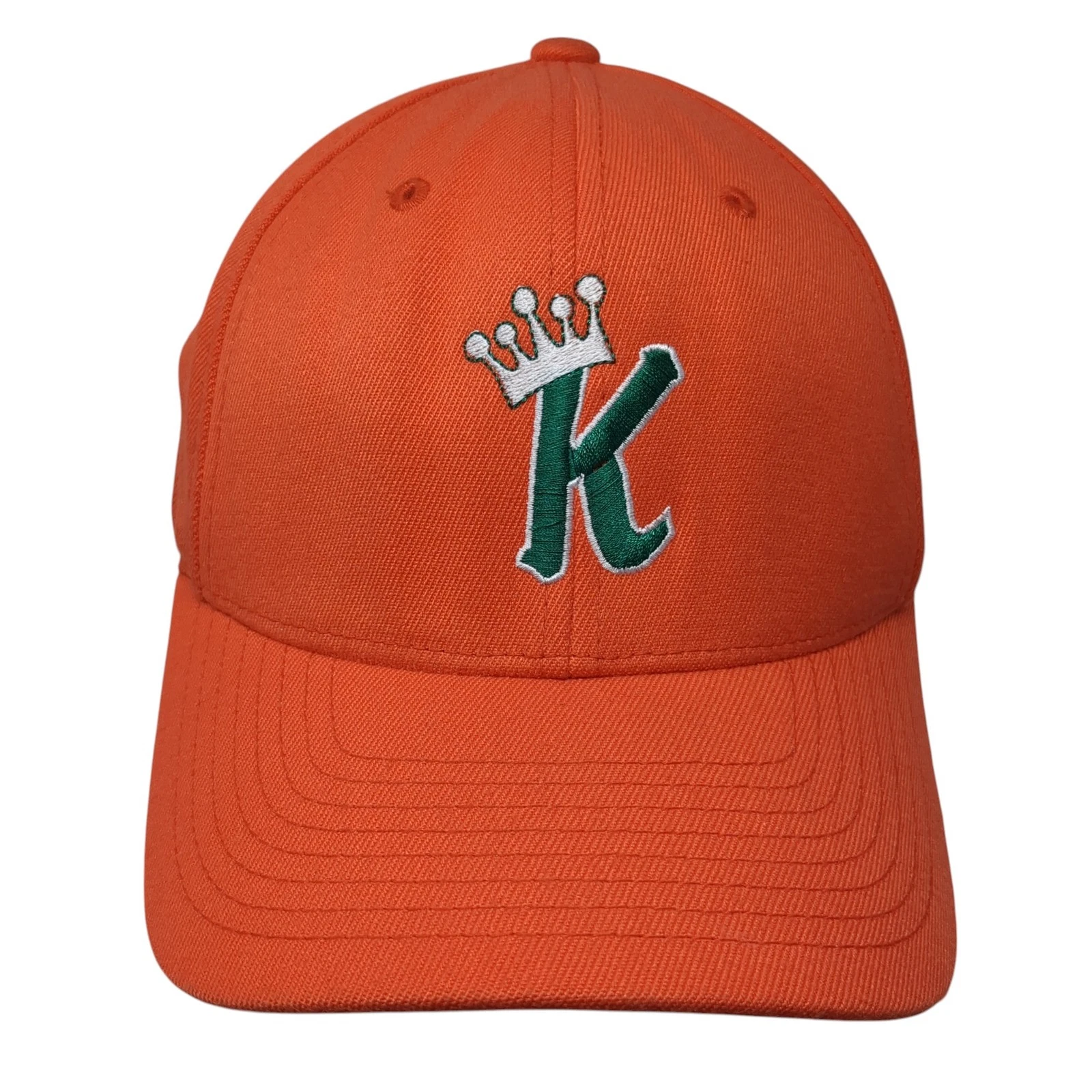 King Fitted Hat Orange 8 Embroidered Vent Holes Solid Pacific Headwear