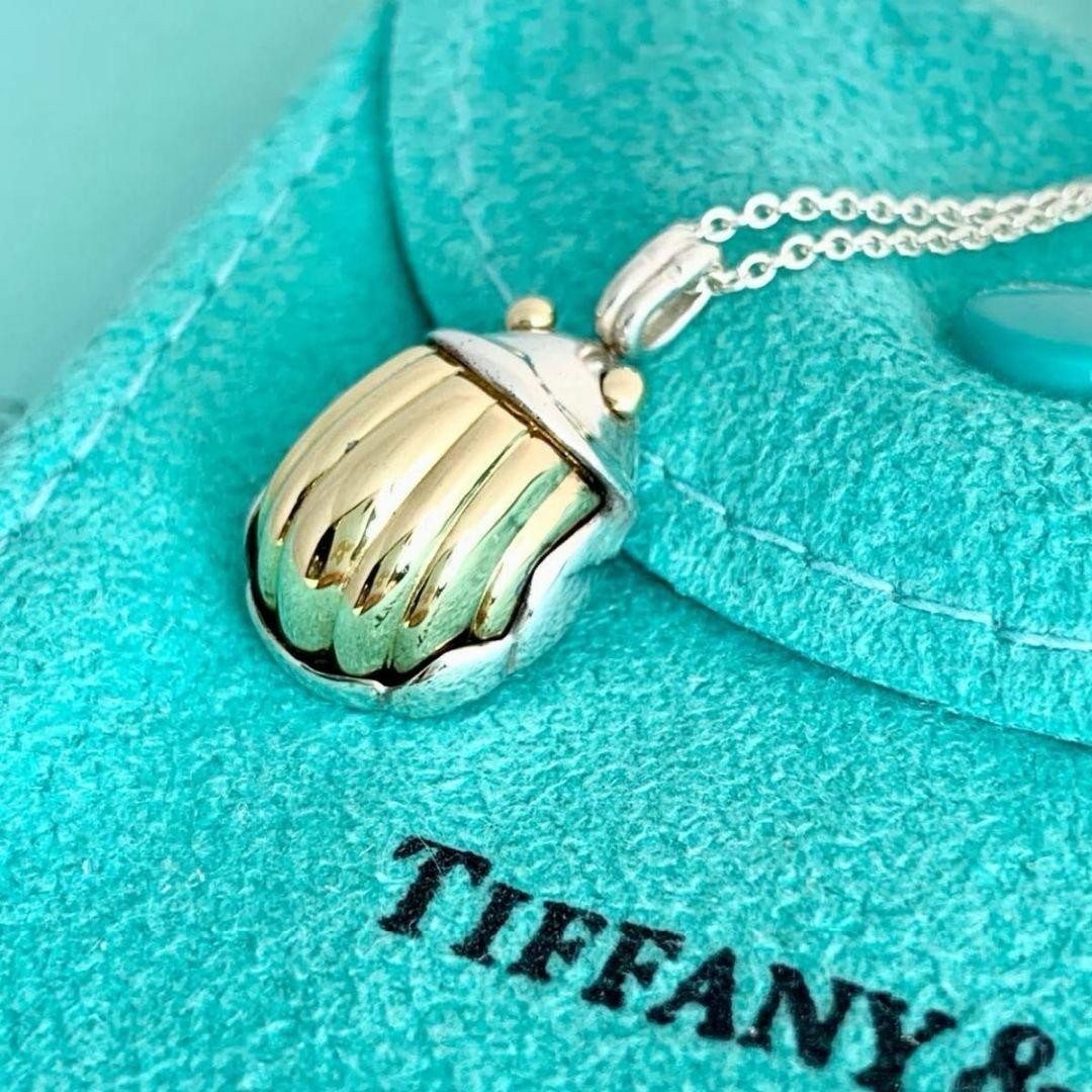 Authentic Tiffany & Co. Scarab Beetle 925 750 Necklace Pendant 16