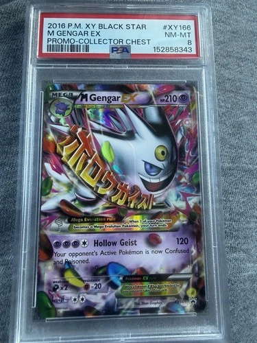 🔥 M Gengar EX Collector Chest Black Star Holo Promo XY166 PSA 8