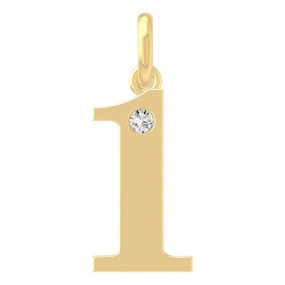 Lab Grown Diamant 10K Gelbgold Nummer 1 Halskette 18'' Silber Kabel Kette