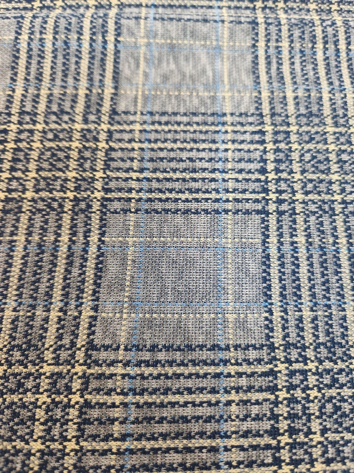 Vintage Navy Plaid Polyester Fabric 23x60 Inches Sewing Material - Image 4 of 4