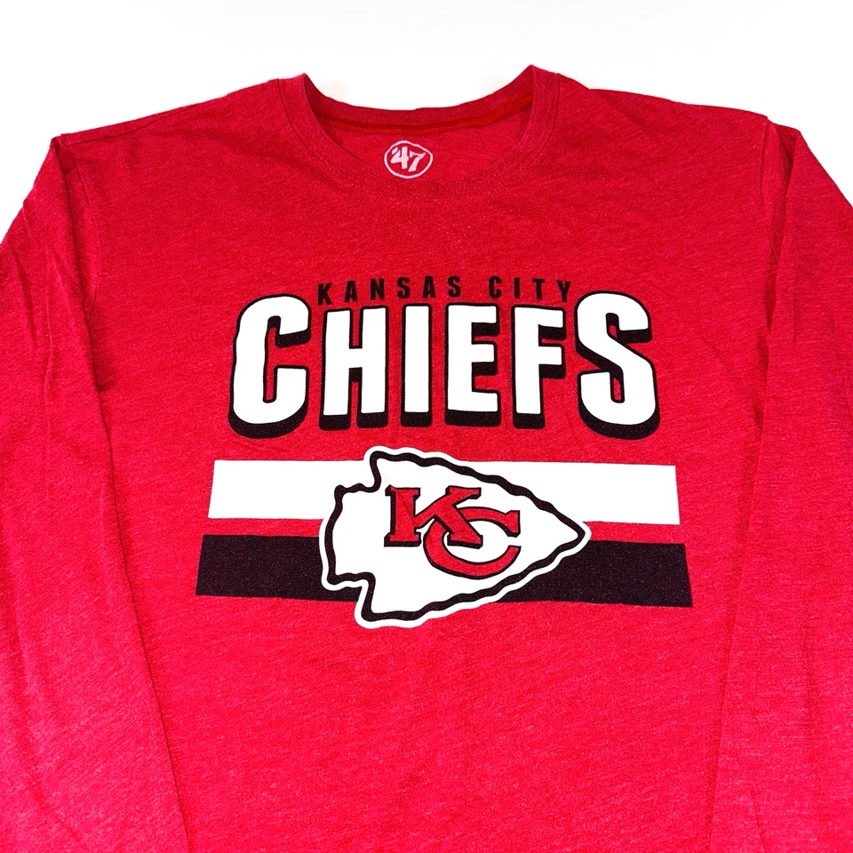 Men's '47 Brand Kansas City Chiefs NFL Long Sleeve Shirt Sz XL Red Black & White - Image 3 of 4
