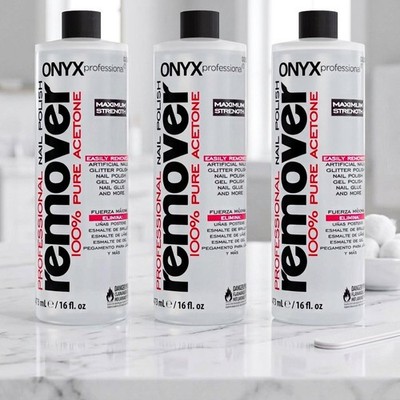 (Pack of 3 ) Onyx Professional 100% Pure Acetone Nail Polish Remover, 16 fl oz