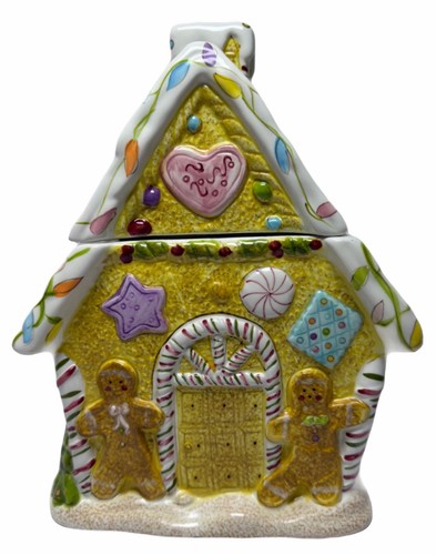 Nuevo Tarro de Galletas de Navidad Laurie Gates REGALOSINAS NAVIDEÑAS Casa de Pan de Jengibre Cerámica - Imagen 1 de 11