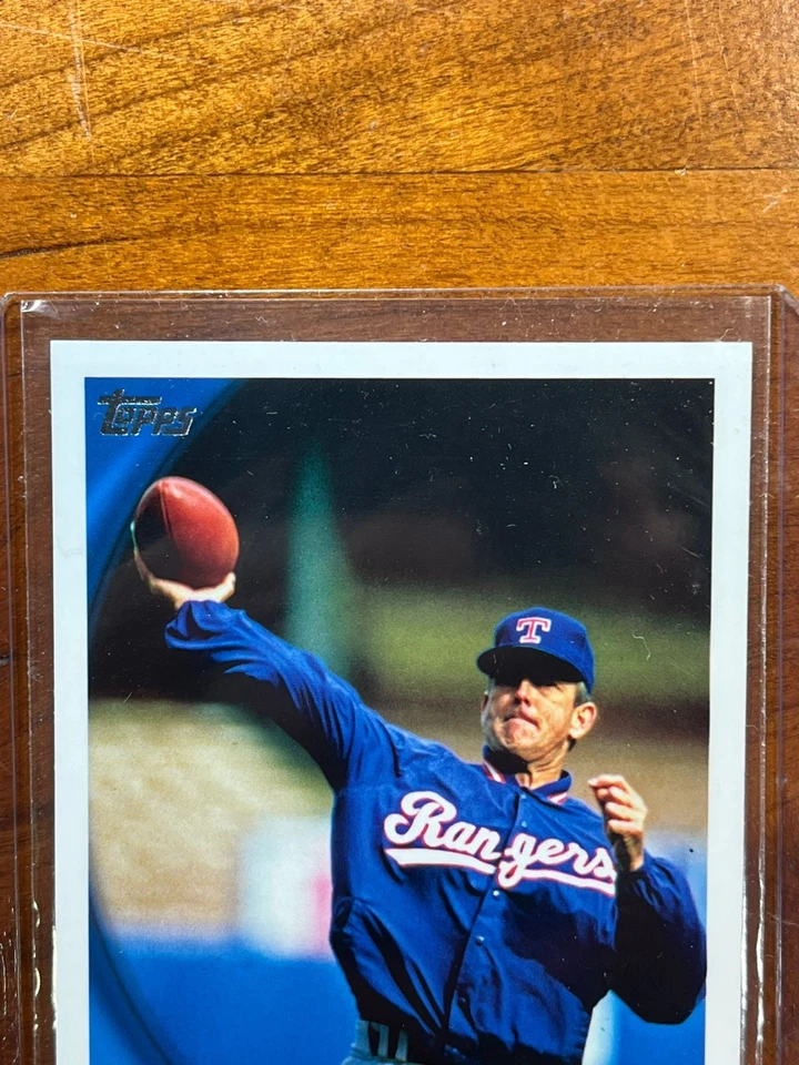 2010 Topps Nolan Ryan *RARE SP Legend Variation* Throwing Football HOF Hero #615 - Image 2 of 4