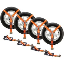 4 Pcs Axle Straps Car Tie Down Straps Wflat Hook Tire Strap For Trailer Hauler