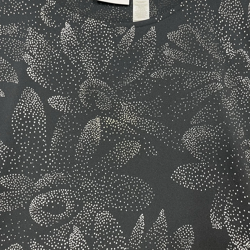 Liz Claiborne Plus Size Dress 3X Black White Floral Sleeveless Knee Length Y2K - Image 3 of 4