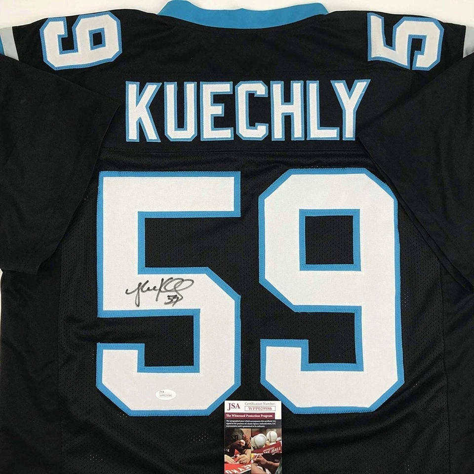 Autographed/Signed Luke Kuechly Carolina Black Football Jersey JSA COA - Image 2 of 4