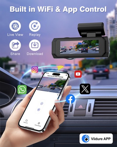 4K Dash Cam Front and Rear, WiFi Dash Camera for Cars with App, UHD 2160P Nig... - Picture 5 of 9