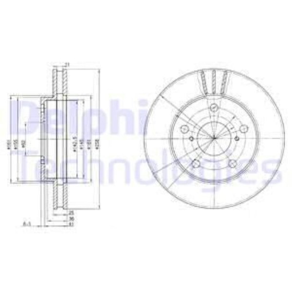 Delphi 2X Bremsscheibe Vorne Ø258 Mm BelüFtet Unbeschichtet FüR Toyota MR 2 II-image