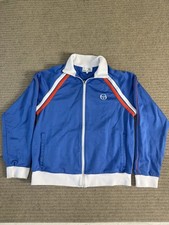Sergio Tacchini Track Jacket Tracksuit Top Zip Up Blue White Red Stripe Sz Large