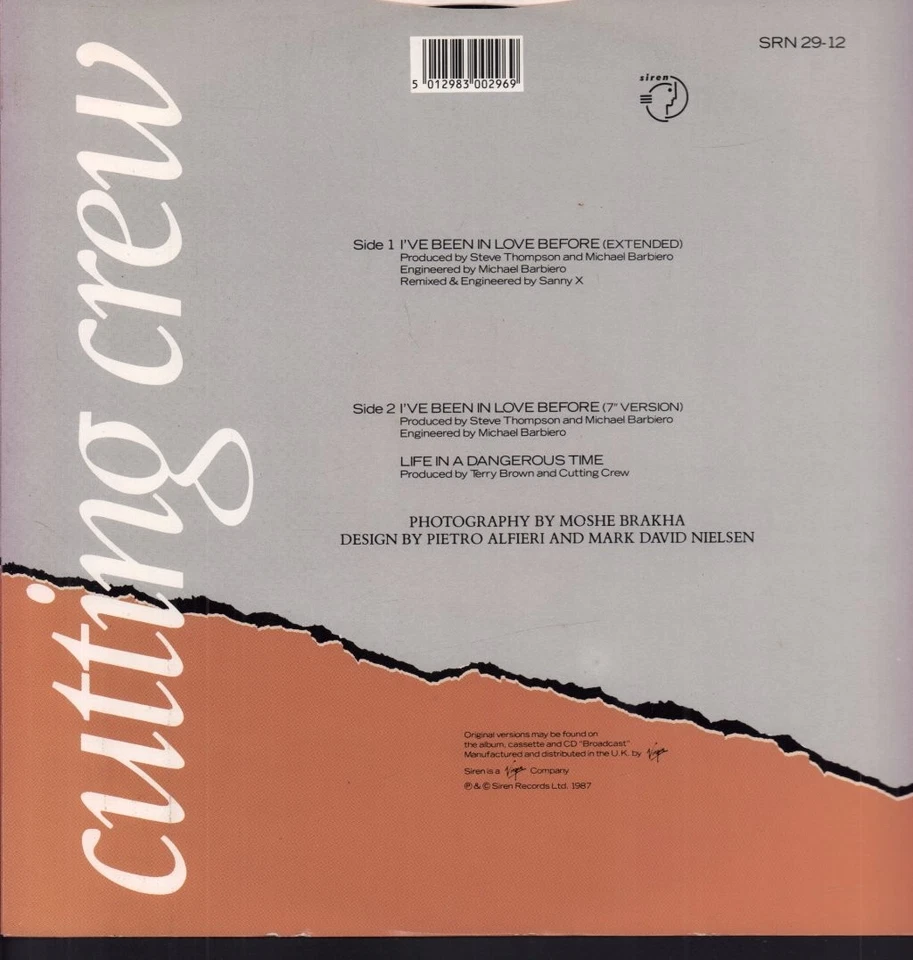 Cutting Crew I've Been In Love Before 7" Vinyl UK Siren 1986 In Pic Sleeve - Bild 2 von 3