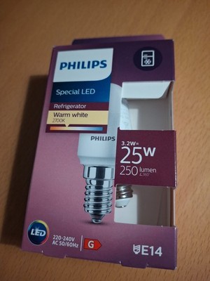 Philips LED E14 T25 Röhrenform 3,2W = 25W Kühlschranklampe 250lm Warmweiß 2700K