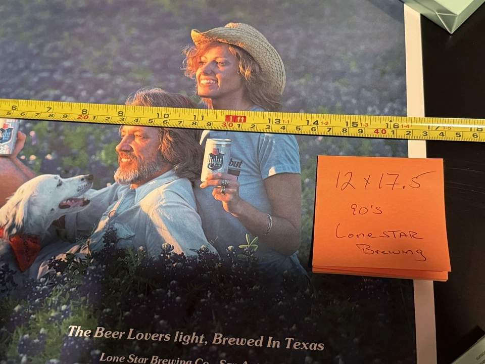 "Póster de cerveza estrella solitaria de 1990 chica sexy San Antonio, Texas vintage 12"" X 17,5""" Foto 3 de 4