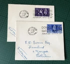 New ListingGB GVI plain FDC pair 1946 Victory issue  Rotherham "Don't waste bread" slogan