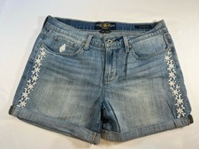 Lucky Brand Women's Denim Light Wash Flower Embroidery Cut Off Shorts Size 10
