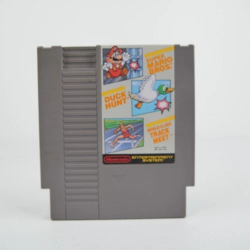 Vintage Nintendo NES Game Cart Super Mario Bros Duck Hunt Track Meet 3-in-1