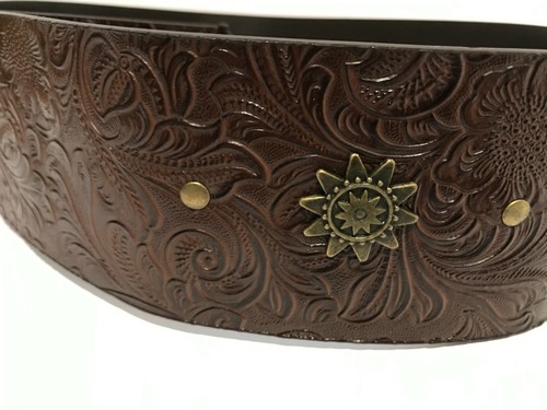 Damen Gürtel Braun Gr.90cm 75mm breit, Schnalle mit MOTIV RETRO Vintage # E581 - Bild 3 von 5