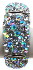 AB Crystal Rhinestone Stretch Bracelet SilverTone Statement BLING Chunky J10-W
