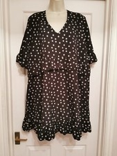 Ladies dress size 18 Missguided. Black + white polka dots, frilled, knee length