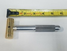 4 OZ. SMALL BRASS HAMMER KNURLED 5/8" ALUMINUM HANDLE * EXCELLENT GRIP USA MADE