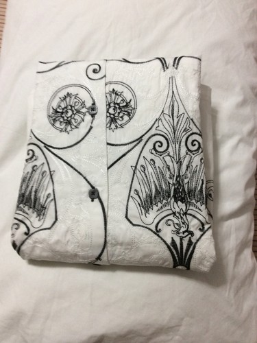 Embroidered Phoenix Cotton Shirt French Cuffs & Cuff Links-Angelino 18 /36/37 - Picture 10 of 10