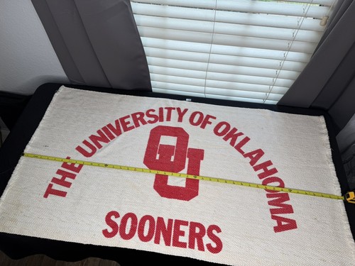 Vintage VTG University of Oklahoma Sooners Woven Throw Rug - Picture 7 of 8