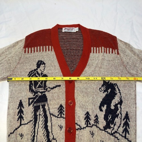 Vintage Kid's Cardigan Sweater Davy Crockett Cowboy Indian Western 1950s 1960s - Picture 9 of 12