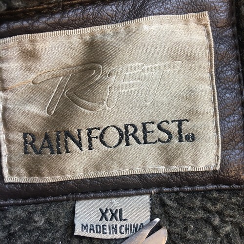 RAINFOREST Mens Bomber Faux Leather Jacket Sherpa Lined Full Zip Black XXL NWT! - Picture 6 of 11