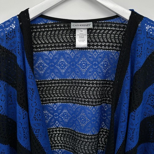 Catherines Tunic Cardigan Duster Top 1X Stretch Sheer Lace Open Front Artsy Boho - Picture 5 of 12
