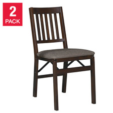 2-Pack Wood Folding Chair with Upholstered Seat, Easy storage, Espresso Finish
