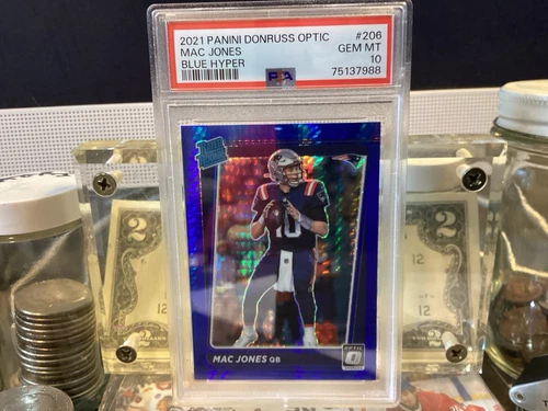 2021 Panini Donruss Optic Mac Jones BLUE Hyper PRIZM #206 PSA10 💎5.3% 💎 rate  