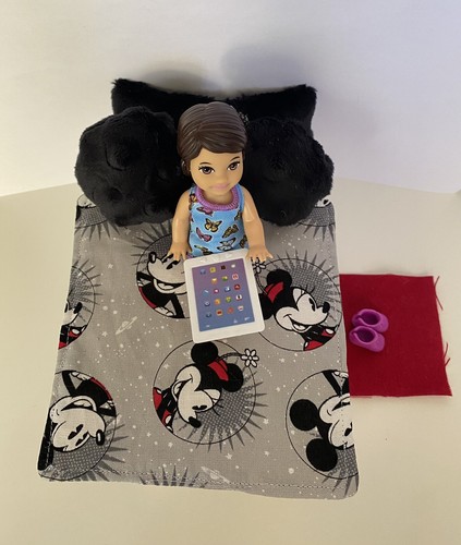 Barbie Babysitter Mini Blanket Set 4” Inch Doll Bedding Mini Doll Bedding Set - Picture 2 of 8