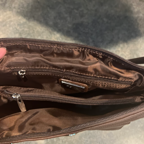 Brown Leather Concealed Carry Gun Purse Concealment Bag with Locking Zipper CCW - Picture 6 of 6