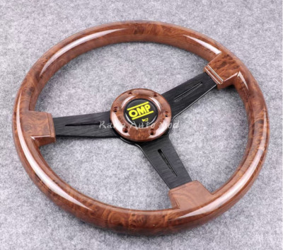 14 inch OMP peach wood patterned black frame car modified retro steering wheel
