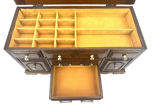 Vintage Wooden Dresser Chest Style Jewelry Box - Picture 8 of 22