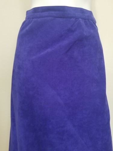 Vtg Samuel Robert Peter Hatsi Androu Womens Tag Size 12 Blue Suede Skirt Suit - Picture 4 of 8