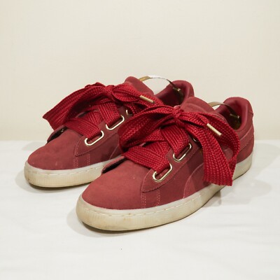 Puma Women's Red Puma Suede Heart Celebrate Chunky Lace Low Trainers UK  UK