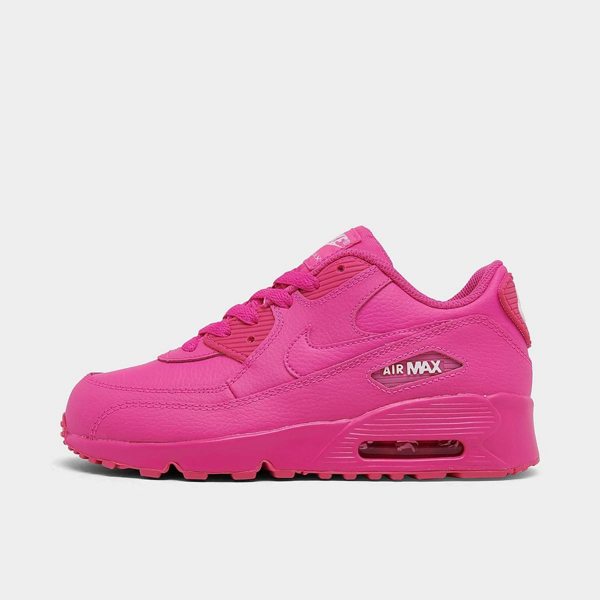 Girls Little Kids Nike Air Max 90 Leather Laser Fuchsia White