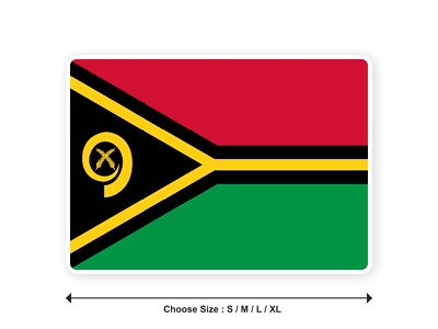 Vanuatu Vanuatuan Flag Sticker 10cm (S) - 28cm (XL) White Edge Sticker