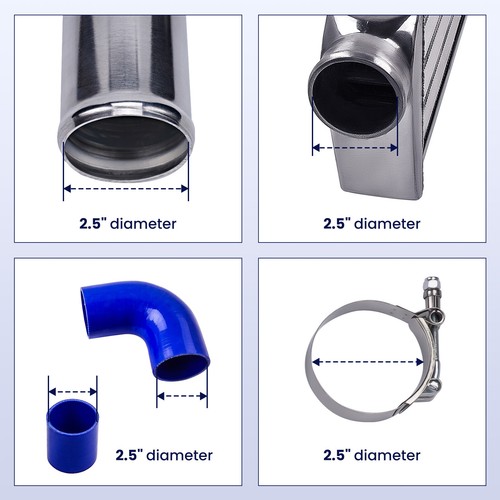 Universal 2.5 inch Pipe Kit & Front Mount Intercooler 550x180x65mm Tube & Fin - Picture 5 of 9