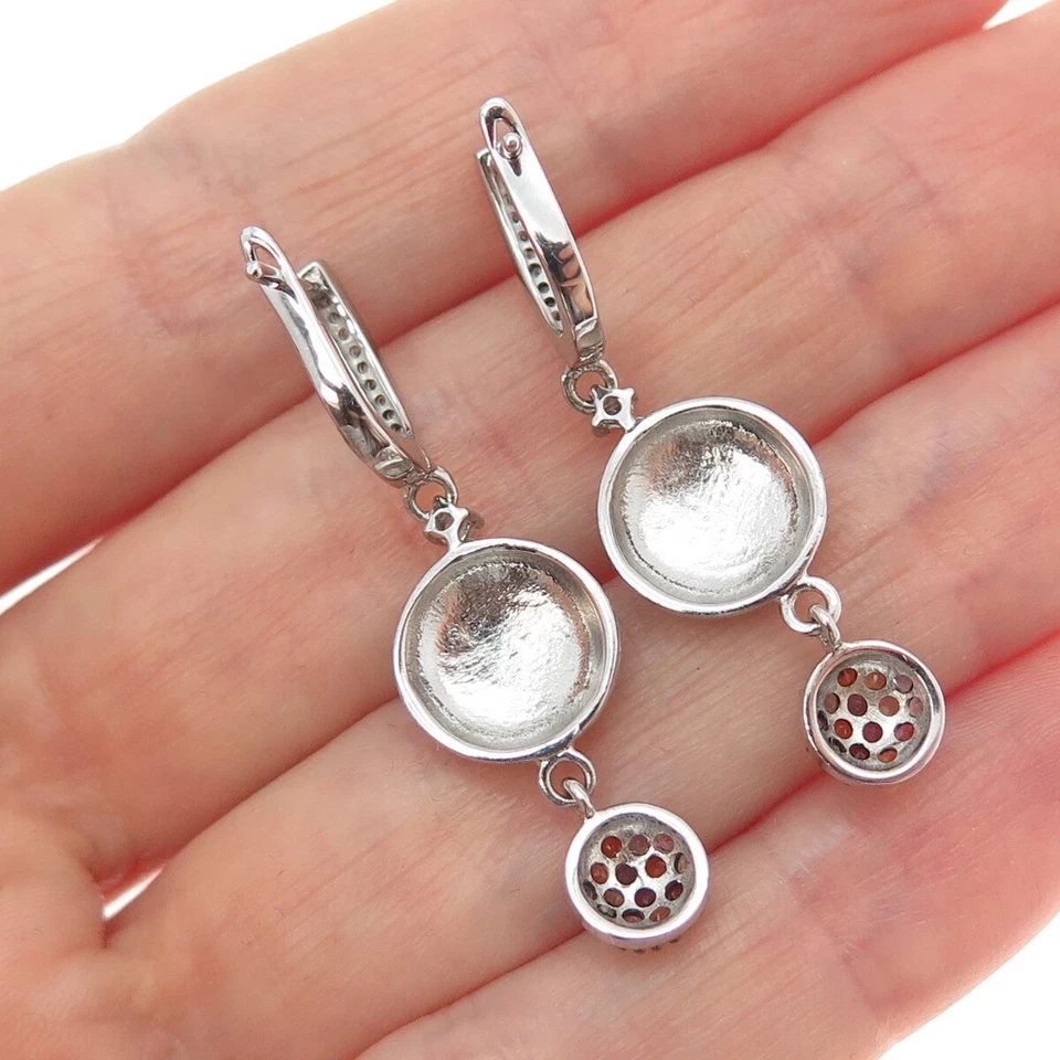 FADI 925 Sterling Silver Real Diamond & Multi-Color Gem Dangle Earrings - Image 2 of 4